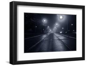 Fog on the Street at Night-idizimage-Framed Photographic Print