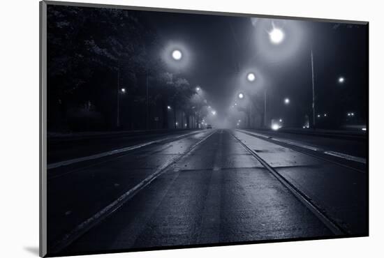 Fog on the Street at Night-idizimage-Mounted Photographic Print