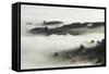 Fog over Otago Harbour and Otago Peninsula, Dunedin, South Island, New Zealand-David Wall-Framed Stretched Canvas