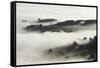 Fog over Otago Harbour and Otago Peninsula, Dunedin, South Island, New Zealand-David Wall-Framed Stretched Canvas