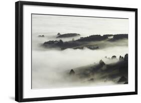 Fog over Otago Harbour and Otago Peninsula, Dunedin, South Island, New Zealand-David Wall-Framed Photographic Print
