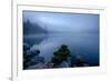 Fog over pond at sunrise, Copperas Pond, Adirondack Mountains State Park, New York State, USA-null-Framed Photographic Print