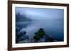 Fog over pond at sunrise, Copperas Pond, Adirondack Mountains State Park, New York State, USA-null-Framed Photographic Print