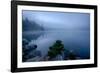 Fog over pond at sunrise, Copperas Pond, Adirondack Mountains State Park, New York State, USA-null-Framed Photographic Print