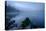 Fog over pond at sunrise, Copperas Pond, Adirondack Mountains State Park, New York State, USA-null-Stretched Canvas