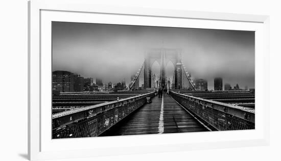 Fog over the Brooklyn Bridge, Brooklyn, Manhattan, New York City, New York State, USA-null-Framed Photographic Print