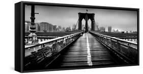 Fog over the Brooklyn Bridge, Brooklyn, Manhattan, New York City, New York State, USA-null-Framed Stretched Canvas