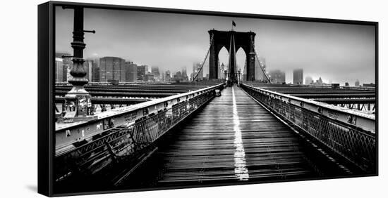 Fog over the Brooklyn Bridge, Brooklyn, Manhattan, New York City, New York State, USA-null-Framed Stretched Canvas