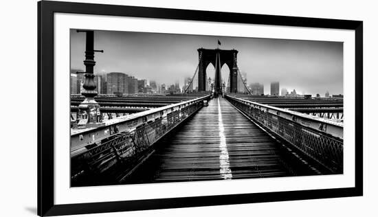 Fog over the Brooklyn Bridge, Brooklyn, Manhattan, New York City, New York State, USA-null-Framed Photographic Print