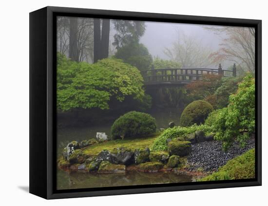 Fog, Portland Japanese Garden, Portland, USA, Oregon-Michel Hersen-Framed Stretched Canvas