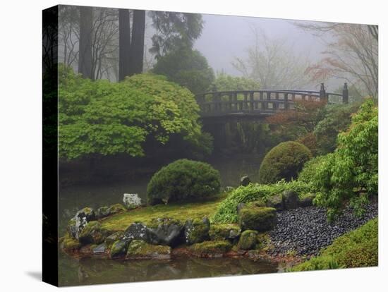 Fog, Portland Japanese Garden, Portland, USA, Oregon-Michel Hersen-Stretched Canvas