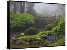 Fog, Portland Japanese Garden, Portland, USA, Oregon-Michel Hersen-Framed Stretched Canvas