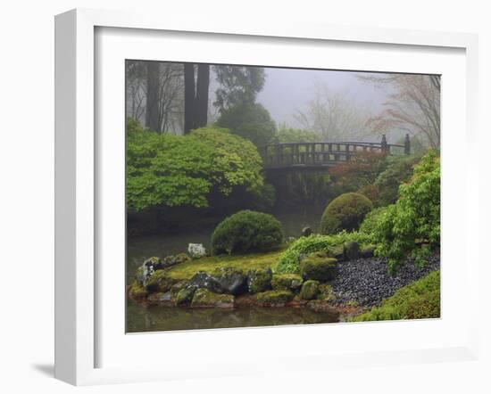 Fog, Portland Japanese Garden, Portland, USA, Oregon-Michel Hersen-Framed Premium Photographic Print