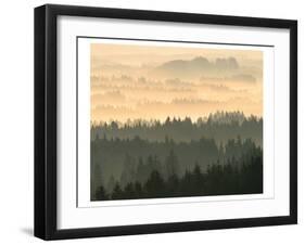 Fog Raising From Forest Dusk-null-Framed Art Print