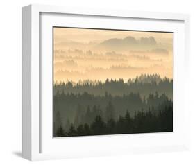 Fog Raising From Forest Dusk-null-Framed Art Print