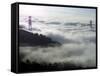 Fog Shrouds the Golden Gate Bridge and the Marin Headlands Near Sausalito-null-Framed Stretched Canvas