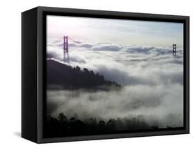 Fog Shrouds the Golden Gate Bridge and the Marin Headlands Near Sausalito-null-Framed Stretched Canvas