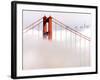 Fog Swirls and Covers All of Golden Gate Bridge Save the North Tower and the Tips of Skyscrapers-null-Framed Photographic Print