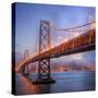 Foggy Blue Hour at Bay Bridge, San Francisco, Square-Vincent James-Stretched Canvas