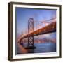 Foggy Blue Hour at Bay Bridge, San Francisco, Square-Vincent James-Framed Photographic Print