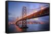 Foggy Blue Hour at Bay Bridge, San Francisco-Vincent James-Framed Stretched Canvas