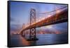 Foggy Blue Hour at Bay Bridge, San Francisco-Vincent James-Framed Stretched Canvas