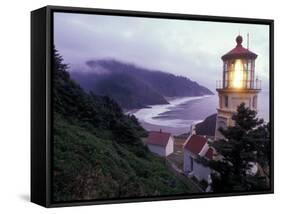 Foggy Day at the Heceta Head Lighthouse, Oregon, USA-Janis Miglavs-Framed Stretched Canvas