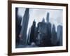 Foggy Evening in the City-Dan Meneely-Framed Art Print