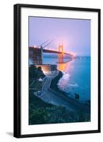 Foggy Golden Gate Before Dawn, Fort Point San Francisco-Vincent James-Framed Photographic Print