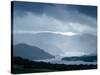 Foggy Landscape of River and Rolling Hills-Tommy Martin-Stretched Canvas