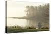 Foggy Morning in Spring, Chair Overlooking Casco Bay, Freeport, Maine-Rob Sheppard-Stretched Canvas