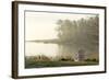 Foggy Morning in Spring, Chair Overlooking Casco Bay, Freeport, Maine-Rob Sheppard-Framed Photographic Print