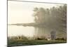 Foggy Morning in Spring, Chair Overlooking Casco Bay, Freeport, Maine-Rob Sheppard-Mounted Photographic Print