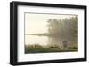 Foggy Morning in Spring, Chair Overlooking Casco Bay, Freeport, Maine-Rob Sheppard-Framed Photographic Print