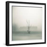 Foggy Morning Scene with Barn-Kevin Cruff-Framed Photographic Print