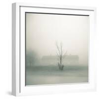 Foggy Morning Scene with Barn-Kevin Cruff-Framed Photographic Print