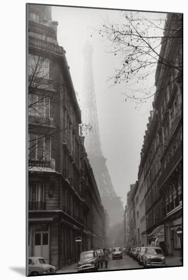 Foggy Paris in Black and White-null-Mounted Art Print