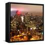 Foggy Red Night in Manhattan-Philippe Hugonnard-Framed Stretched Canvas