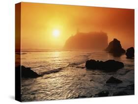 Foggy Sunset at Ruby Beach-James Randklev-Stretched Canvas