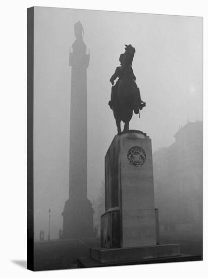 Foggy View of Monuments in Trafalgar Square, London-Hans Wild-Stretched Canvas