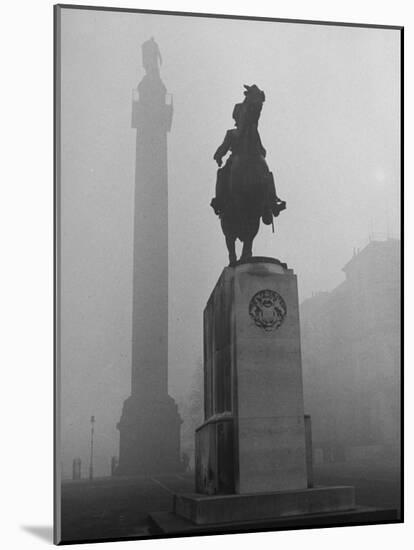 Foggy View of Monuments in Trafalgar Square, London-Hans Wild-Mounted Photographic Print