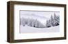 Foggy Winter Mountain Panorama-null-Framed Art Print