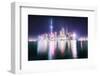 Foggy yet colorful skyline of Shanghai Pudong at night, Shanghai, China, Asia-Andreas Brandl-Framed Photographic Print