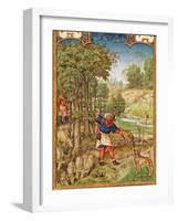 Fol.11V the Month of November: Harvesting Acorns for the Pigs and Hunting-Flemish-Framed Giclee Print