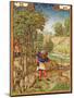 Fol.11V the Month of November: Harvesting Acorns for the Pigs and Hunting-Flemish-Mounted Premium Giclee Print