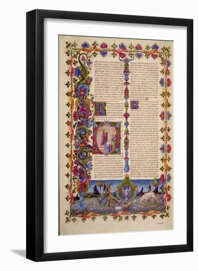 Fol.233V Letter from St. John to the Apostles, from the Borso D'Este Bible. Vol 2 (Vellum)-Italian-Framed Giclee Print