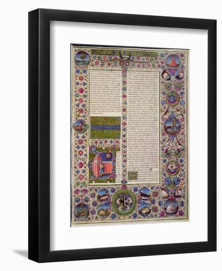 Fol.44R Opening Words of Leviticus, from the Borso D'Este Bible. Vol 1-Italian School-Framed Giclee Print