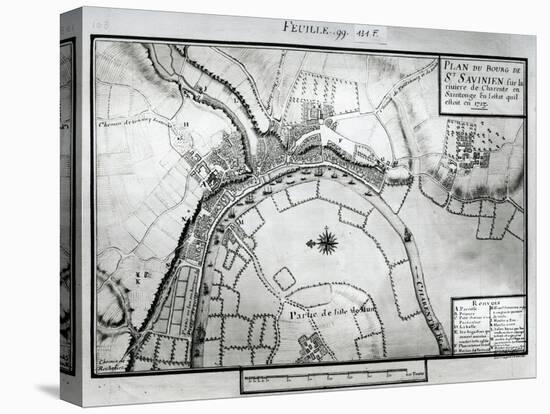 Fol.99 Map of Saint-Savinien on the Charente River in 1713, from 'Recueil Des Plans De Saintonge'-Claude Masse-Stretched Canvas