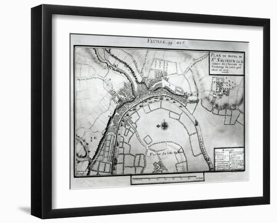 Fol.99 Map of Saint-Savinien on the Charente River in 1713, from 'Recueil Des Plans De Saintonge'-Claude Masse-Framed Giclee Print