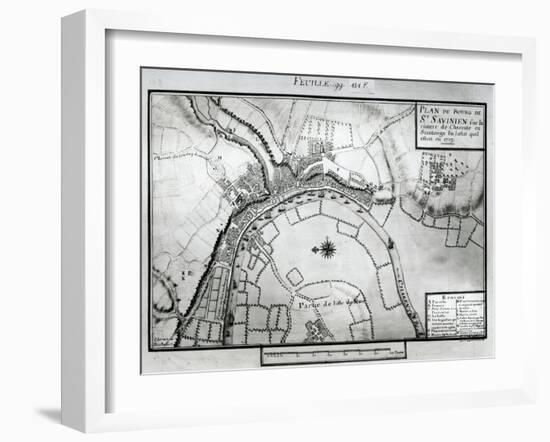 Fol.99 Map of Saint-Savinien on the Charente River in 1713, from 'Recueil Des Plans De Saintonge'-Claude Masse-Framed Giclee Print